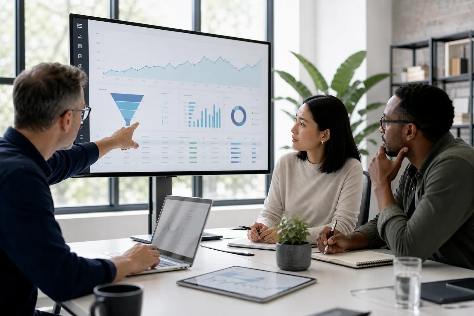 A growth team reviewing website performance, conversion journeys and optimization priorities