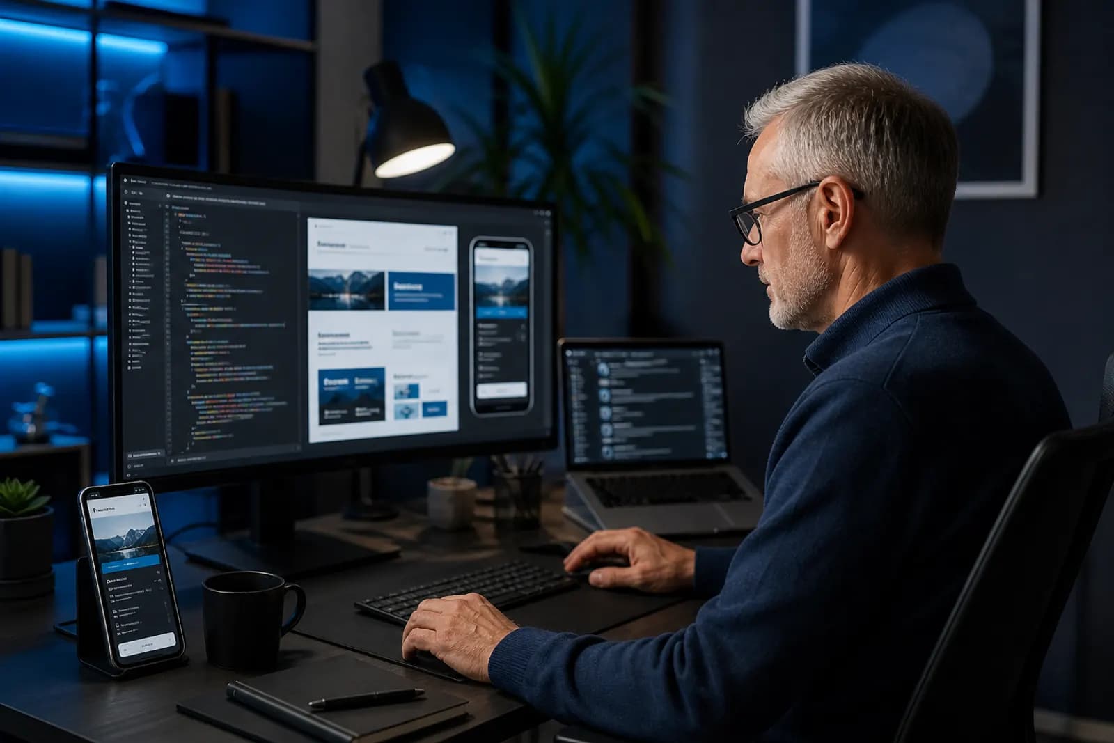 Senior developer delivering responsive website work for an agency