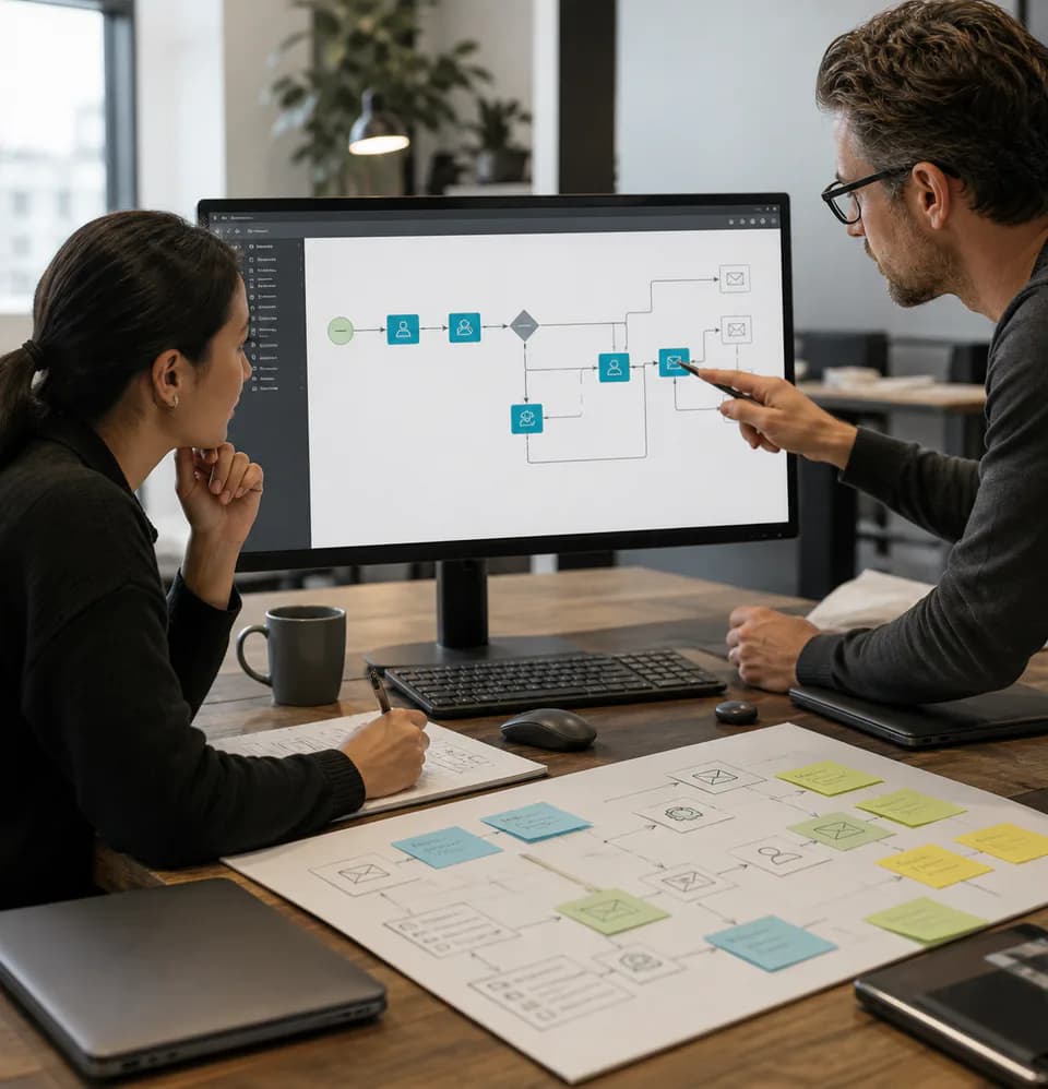 Team mapping and configuring an automated business workflow