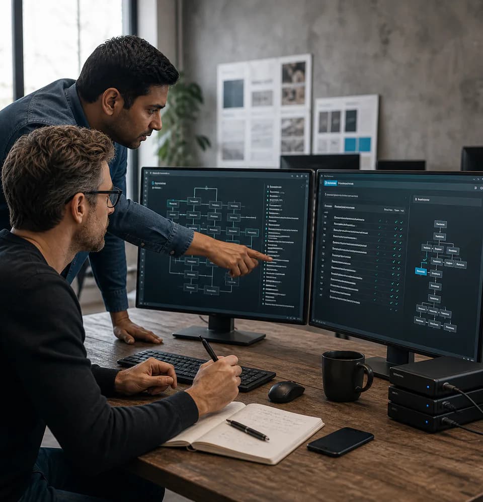 Engineers planning a controlled website and content migration