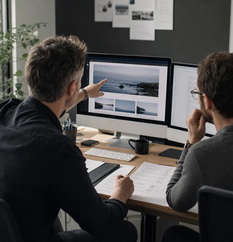 Agency partners reviewing a white-label website delivery
