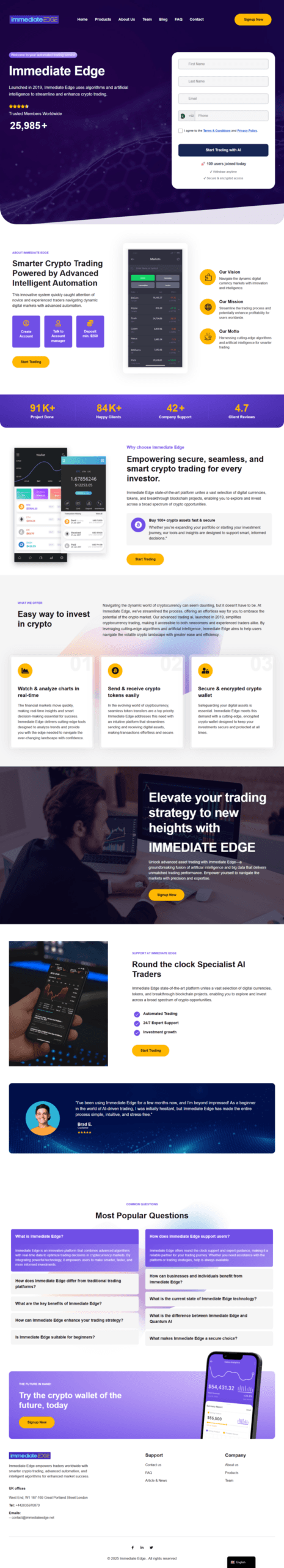 Immediate Edge homepage full-page screenshot
